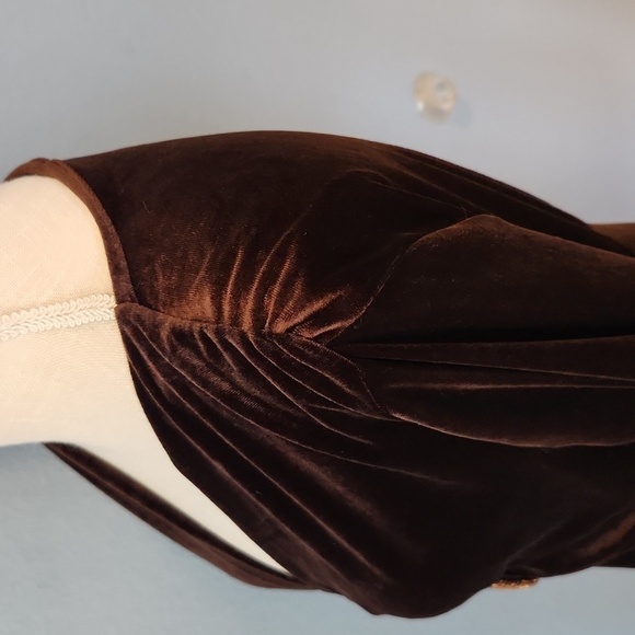 Vintage 90's Boston Proper velvet velour ruched gold accent long sleeve … - Picture 5 of 8